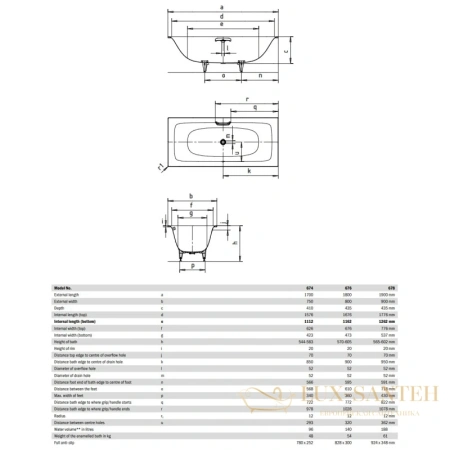 стальная ванна kaldewei silenio 267600013001 676 180х80 см с покрытием easy-clean, альпийский белый 