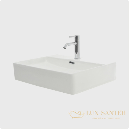 раковина накладная aquame aqm5004, 590*430 мм, 1 отверстие под смеситель, белый глянцевый