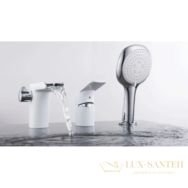 смеситель d&k berlin.steinbeis da1434216 на борт ванны, хром/белый