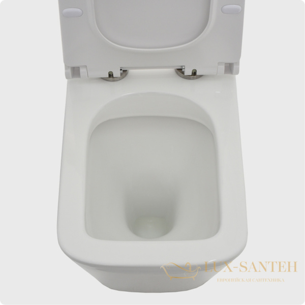 унитаз напольный безободковый aquame aqm1003, в комплекте c сиденьем softclose, горизонтальный выпуск, белый глянцевый
