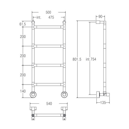 полотенцесушитель водяной, 80,4х54, margaroli sereno 482/g перекладины с насечкой, 4824704crk, хром