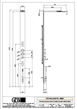 душевая система gessi tremillimetri tondo 39821.238, mirror steel
