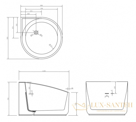 ванна акриловая свободностоящая abber ab9305, белый глянцевый