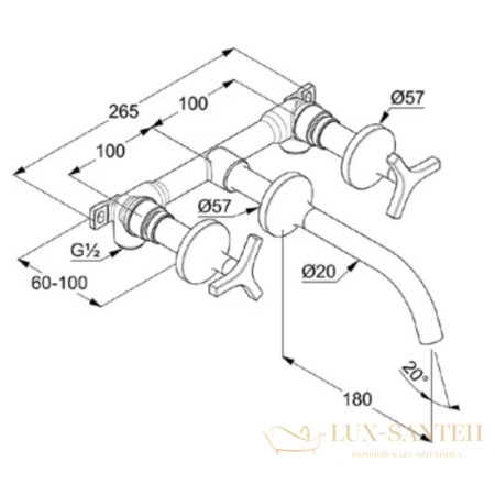 смеситель для раковины kludi nova fonte deco 201440539 без донного клапана, хром