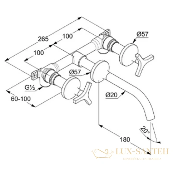смеситель для раковины kludi nova fonte deco 201440539 без донного клапана, хром