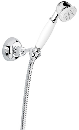 ручной душ emmevi 110/bc: лейка шланг, крепеж, белый-хром