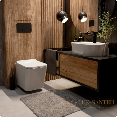 унитаз подвесной безободковый aquame aqm2004, с быстросъемным сиденьем softclose, белый глянцевый