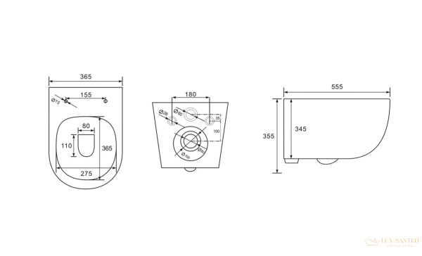 унитаз подвесной безободковый charus skandenborg rimless ewc700-125w, с быстросъемной крышкой с сиденьем, микролифт,белый глянцевый