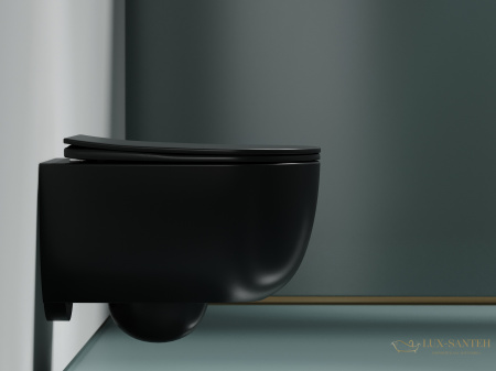 унитаз подвесной ceramica nova modena cn6063mdh безободковый, с сиденьем микролифт, антарцит темный матовый