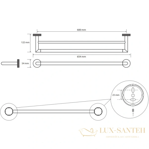 полотенцедержатель bemeta stella 166204052 65,4 см, двойной, хром