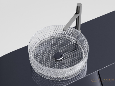 умывальник чаша накладная круглая прозрачная, ceramica nova cristal 360*360*112мм cn6062
