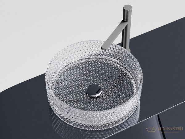 умывальник чаша накладная круглая прозрачная, ceramica nova cristal 360*360*112мм cn6062