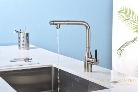 смеситель для кухни под фильтр с выдвижным изливом paulmark viper vi213105-ni, никель