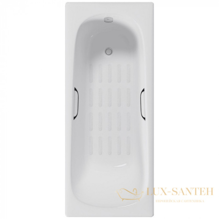 ванна чугунная delice continental 180х80 с отверстиями под ручки и антискользящим покрытием dlr230627r-as, белый глянцевый