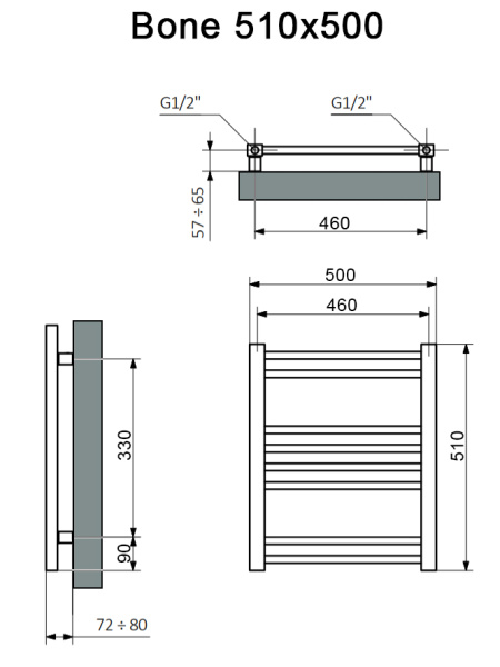 полотенцесушитель электрический terma bone 510x500 черный матовый ral 9005