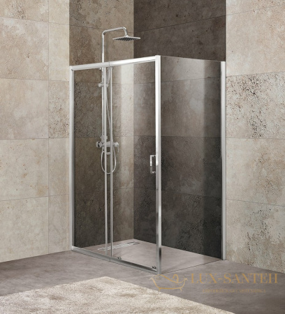 душевой уголок belbagno unique unique-ah-1-100/115-100-c-cr 115х100 см профиль хром, стекло прозрачное 