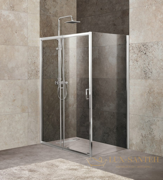 душевой уголок belbagno unique unique-ah-1-100/115-100-c-cr 115х100 см профиль хром, стекло прозрачное