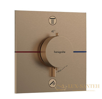 термостат для душа встраиваемый hansgrohe showerselect comfort e, 15572140, на 2 выхода, бронза шлифованная