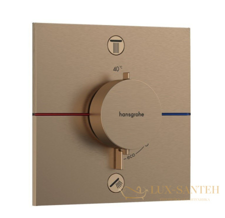 термостат для душа встраиваемый hansgrohe showerselect comfort e, 15572140, на 2 выхода, бронза шлифованная