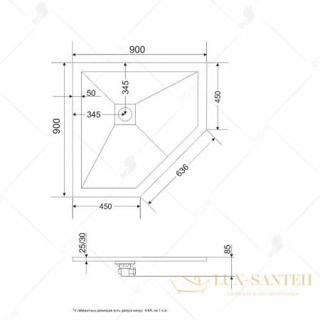 душевой поддон rgw stone tray 16155099-01 из искусственного камня st/t-g 90х90, белый