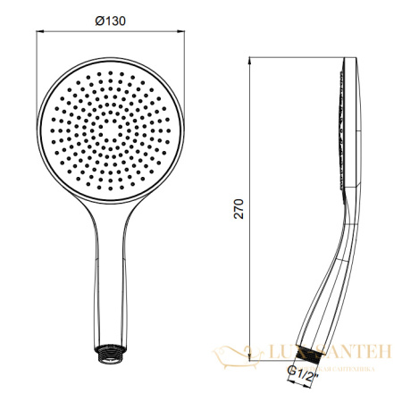 ручной душ velvet, 130 мм,  almar hand showers e082116.hb, латунь брашированная pvd