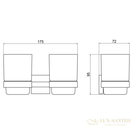 стакан для зубных щеток двойной timo selene 12034/03, черный матовый