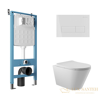 комплект aqueduto aqds211t, инсталляция tecnica novo, панель смыва retangulo novo, белая матовая, унитаз cone plus, сиденье микролифт, белый