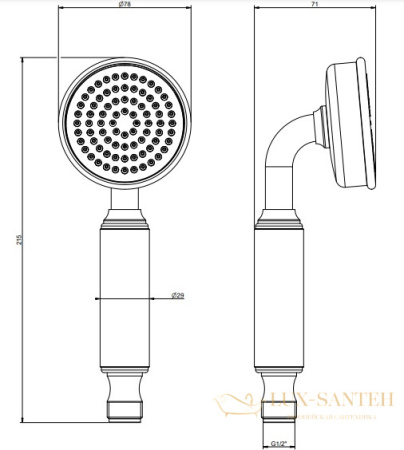 ручной душ gessi venti20 65154.710, brass pvd