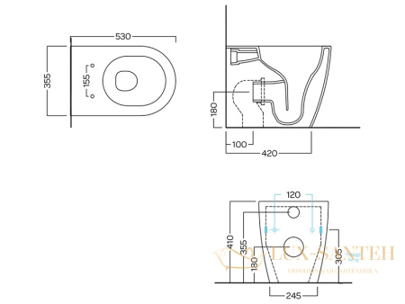 унитаз приставной безободковый hatria futura y9b901, белый глянцевый