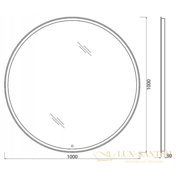 зеркало belbagno spc spc-rng-1000-led-tch с подсветкой, с сенсорным выключателем