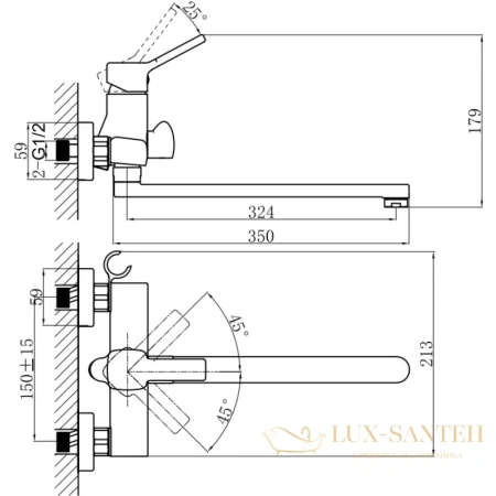 смеситель d&k rhein.dusseldorf da1493301 для ванны, хром