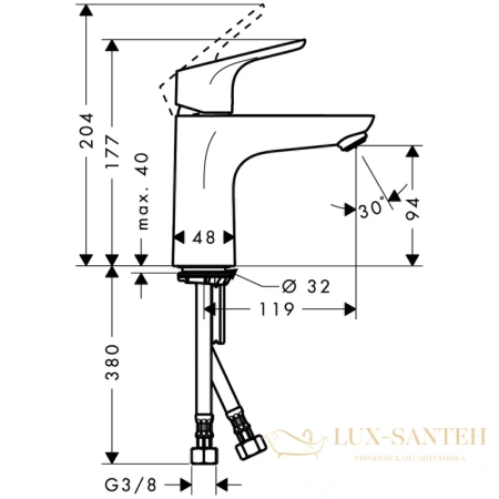 смеситель для раковины hansgrohe focus 31509000, хром