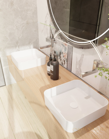 раковина накладная aquame aqm5008, 400*400 мм, белый глянцевый