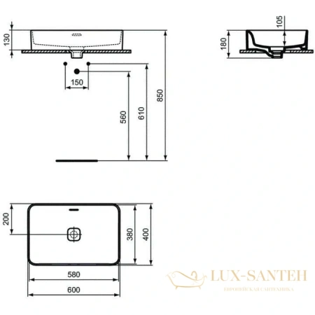 раковина ideal standard strada ii t299901 60х40 см, белый
