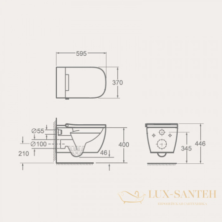 унитаз подвесной uni-flow mi-smart ch10166zr, с крышкой-биде и дистанционным пультом, белый глянцевый