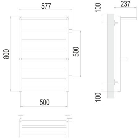 полотенцесушитель водяной terminus анкона 4670078529961 п8 500х800 с боковым подключением 500