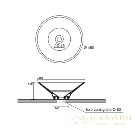 раковина kerasan deco cocktail 480101 45х45 см без декоративной пластины, белый