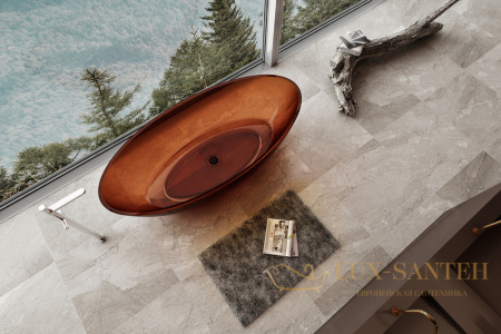 ванна свободностоящая прозрачная abber kristall at9702opal, 180х85х52h см, коричневый глянцевый