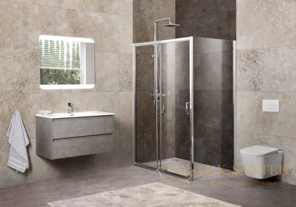 душевой уголок belbagno unique-ah-1 unique-ah-1-120/135-90-p-cr 120-135x90 см, стекло текстурное