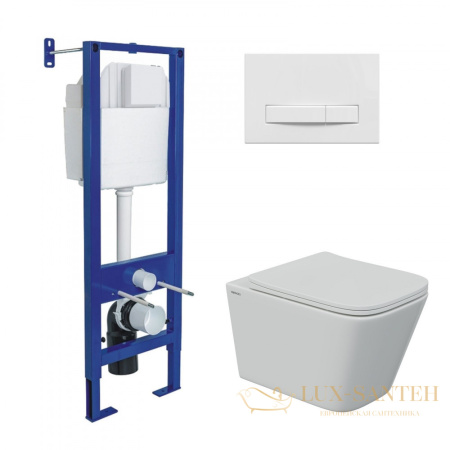 комплект berges 043346: подвесной унитаз floe s с системой инсталляции atom 410 и панелью смыва, белый