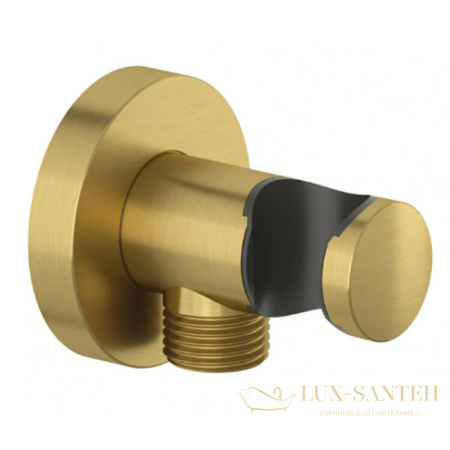 держатель ручного душа с подключением душевого шланга kludi a-qa 60547n0-00, золото брашированное