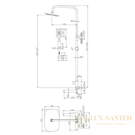 душевая система belbagno acqua acqua-vscm-crm, хром