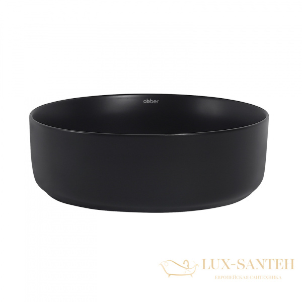 раковина накладная abber bequem ac2108mb, 36х36 см, черный матовый