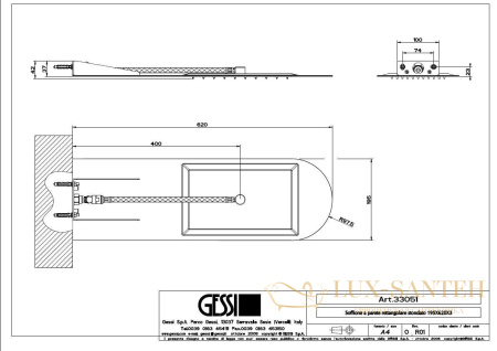 верхний душ gessi tremillimetri tondo 33051.238, mirror steel