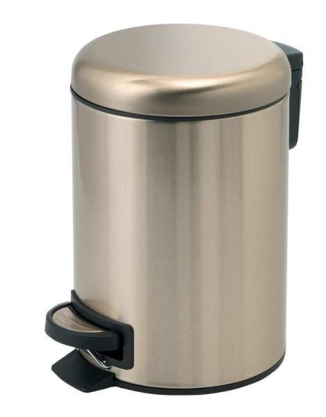 круглый контейнер для мусора с педалью (5 л.) gedy potty 3309(88) крышка soft close, матовое золото
