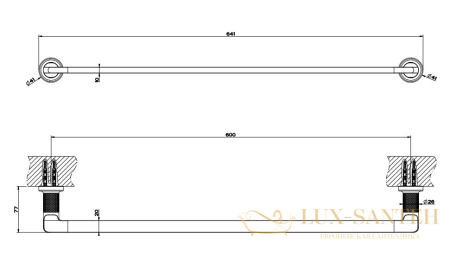полотенцедержатель gessi inciso 58503.246 60 см, gold pvd