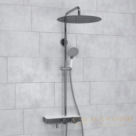 душевая система wasserkraft aller a113.117.058.ch thermo 400 мм, хром/белый