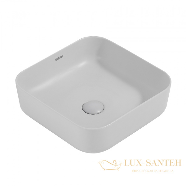 раковина накладная abber rechteck ac2211mlg, 38,5х38,5 см, светло-серый матовый