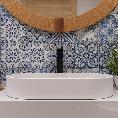 раковина накладная aqueduto espiral, esp0220, овальная 390*600, белый матовый