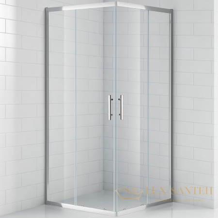 душевой уголок cezares eco eco-o-a-2-100-c-cr 100x100 профиль хром, стекло прозрачное